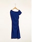 billige Uformelle kjoler-Sophisticated Plain One Shoulder Midi Dress