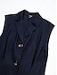 abordables Vestidos casuales-Cotton Linen Button Sleeveless Midi Dress