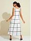 economico Print Dresses-Satin V Neck A Line Midi Dress