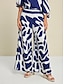 cheap Two Piece Sets-Abstract Casual Puff Sleeve Elegant Bateau Two Piece Set