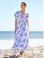 billige Print Dresses-Elegant Floral Chiffon Maxi Dress