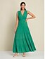 abordables Vestidos casuales-Ruched Chiffon Deep V Sleeveless Maxi Dress