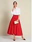 abordables Skirts-Elastic Cotton Belted Midi Skirt