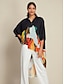 cheap Shirts-Chiffon Graphic Print Magyar Sleeve Shirt