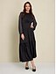 baratos Vestidos de Renda-Satin Chiffon Asymmetric Long Sleeve Maxi Dress