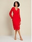 preiswerte Casual Kleider-Plain Chiffon Tie Front Knot Long Sleeve Dress Set