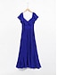 cheap Casual Dresses-Chiffon Pleated A Line V Neck Short Sleeve Maxi Dress