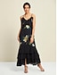 abordables Vestidos de Nochevieja-Floral Ruffle Hem Chiffon Maxi Dress