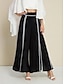 cheap Two Piece Sets-Chiffon Irregular Hem Blouse &amp; Satin Contrasting Binding Process Two Piece Set