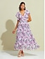 baratos Print Dresses-Flutter Sleeve Chiffon Maxi Dress