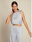 cheap Two Piece Sets-Satin Drawstring Round Sleeveless Tank&amp;Satin Elegant Full Length Pants Two Piece Set