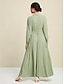 baratos Vestidos Casuais-Belted Long Sleeve Maxi Dress