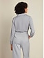 cheap Two Piece Sets-Satin Turndown Long Sleeve Shirt&amp;Satin Elegant Full Length Pants Two Piece Set