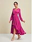 preiswerte Silvester Kleider-Satin Long Sleeve Tie Back Maxi Party Dress