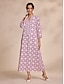 cheap Print Dresses-Ethnic Floral Notched Collar Maxi Dress