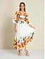preiswerte Print Dresses-Graphic Satin V Neck Maxi Dress