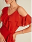 billige Kjoler til nytårsaften-Mismatched Chiffon Short Sleeve Midi Dress