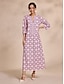 abordables Print Dresses-Floral Print Notched Collar Maxi Dress