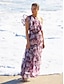 billige Print Dresses-One Shoulder Floral Chiffon Maxi Dress