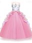 preiswerte Kleider für Mädchen-Kinder Mädchen Kleid Farbblock Regenbogen ärmellos Party süß Polyester Maxi Tüll Kleid Sommer Frühling 3-12 Jahre hellrosa weiß elfenbein