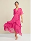 abordables Robes Soirée-Ruffle Sleeve Chiffon Maxi Dress