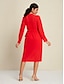 abordables Robes Décontracté-Plain Knot Wrap Chiffon Long Sleeve Dress Set