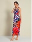 abordables Robes Soirée-Backless Knit Floral Maxi Party Dress