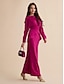 cheap Two Piece Sets-Satin Wedding Guest Magyar Sleeve Shirt &amp; Satin Mid Waist Maxi Skirt Two Piece Set