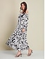 abordables Print Dresses-Robe longue imprimée pour femmes  tendance mode  manches 3 4  ample  style décontracté