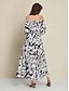 abordables Print Dresses-Robe longue imprimée pour femmes  tendance mode  manches 3 4  ample  style décontracté