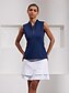 cheap Women&#039;s Clothing-Navy Rose Sleeveless Polo Shirt