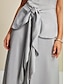 billige Jumpsuits-Cape Sleeve V Neck Satin Jumpsuit