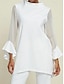 baratos Blouses-Modal High Neck Flare Cuff Blouse