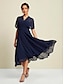 abordables Robes Soirée-Lace Chiffon Tie Knot Party Midi Dress