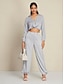 cheap Two Piece Sets-Satin Turndown Long Sleeve Shirt&amp;Satin Elegant Full Length Pants Two Piece Set