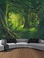 abordables Tapices de pared-Tapiz colgante de bosque brumoso, naturaleza mágica, árbol verde, paisaje de selva tropical, arte de pared, tapiz grande, decoración mural, fotografía, telón de fondo, manta, cortina, decoración del