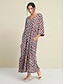 cheap Print Dresses-Geometric Satin V Neck Maxi Dress