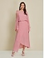 abordables Two Piece Sets-Asymmetric Chiffon Tie Back Top &amp; Skirt Set