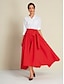 billige Skirts-Cotton Elastic Belted Midi Skirt