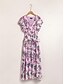 abordables Print Dresses-Chiffon Flutter Sleeve V Neck Maxi Dress