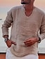 cheap Linen Shirts-Men&#039;s Casual Linen V Neck Shirt for Summer