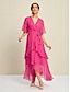 cheap Party Dresses-Ruffle Sleeve Solid Maxi Dress