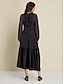 baratos Vestidos de Renda-Satin Chiffon Asymmetric Long Sleeve Maxi Dress