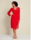 abordables Vestidos casuales-Plain Chiffon Knot Wrap Long Sleeve Dress Set