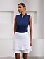 billige Women&#039;s Clothing-Navy Rose Sleeveless Polo Shirt