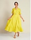 billige Uformelle kjoler-Cotton Button Up Belted Maxi Dress