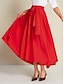 cheap Skirts-Cotton Elastic High Low Belted Midi Skirt