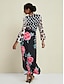 abordables Print Dresses-Leopard Floral Satin Maxi Dress