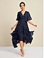 abordables Robes Soirée-Chiffon Ruffle Sleeve Mismatched Maxi Dress