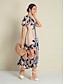 baratos Print Dresses-Brand Design Material Floral Maxi Dress